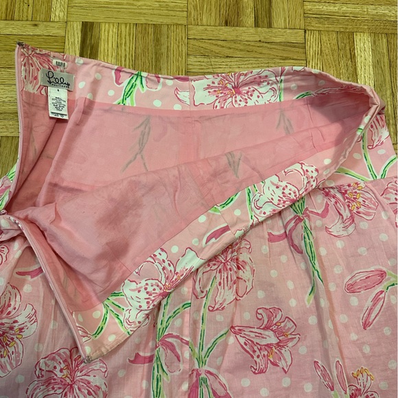 LILLY PULITZER SKIRT MINI PINK WHITE FLORAL DOTS BARBIECORE - Picture 4 of 6